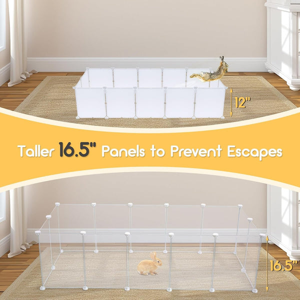 Modular Small Pet Playpen, 14 Panels, 16.5" Height Indoor Enclosure for Rabbits, Guinea Pigs, Hedgehogs, Kittens and Small Pets5