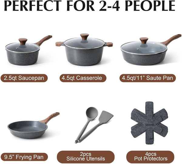 Nonstick Cookware Set 13 Pcs, Non Stick Pots and Pans Set | Swiss Granite Coating, Healthy Kitchen Cooking Set, Stay-Cool Handles, Induction Compatible, PFOA/PFOS Free2