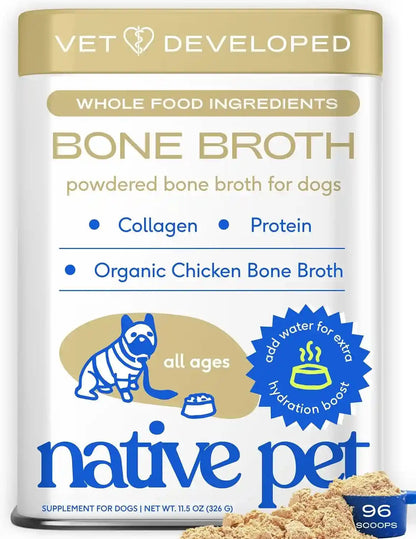 Native Pet Bone Broth for Dogs - Made with Real Beef Bone Broth, Dog Food Toppers for Picky Eaters - Provides Extra Hydration & Nutrition for Joint Strength, Immunity & Heart Health-48 Scoops12
