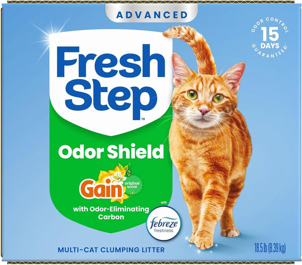 Fresh Step Advanced Multi Cat Clumping Litter with Febreze Freshness, Low Dust, Control with Ammonia Block Tech, Compatible in Automatic Litter Boxes, 37 Lb. (2 X 18.5 Lb.) | Odor Shield with Ammonia Block Technology, Low Dust, Multi Cat, Compatible with Most Automatic Litter Boxes14