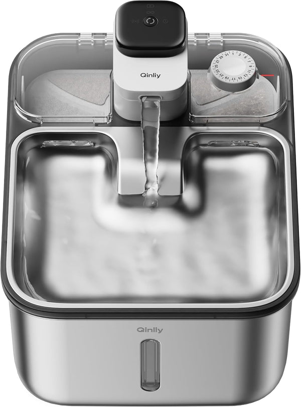 Stainless Steel Cat Water Fountain Wireless for Cats Indoor, 3.6L/123Oz Automatic Metal Dog Water Dispenser,Cordless Battery Operated Pet Drinking Fountain,Rechargeable Waterer with Motion Sensor1