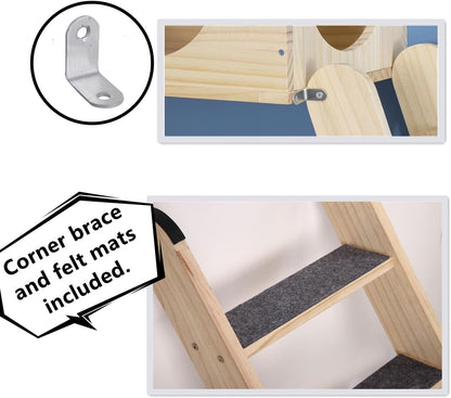 SHENGOCASE Solid Wood Wall Leaning Cat Ladder for Indoor Cats and Small Medium Dog, Stair Step for Window Bed, Wall Climbing Furniture (47.2")4