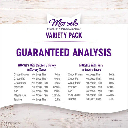 Wellness Healthy Indulgence Morsels Variety Pack Adult Wet Cat Food, Natural, Protein Rich, Grain Free, 2 Flavors, 3 Oz, Pack of 8 Pouches7