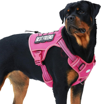 Auroth Tactical Dog Harness for Large Dogs No Pull Adjustable Pet Harness Reflective K9 Working Training Easy Control Pet Vest Military Service Dog Harnesses Army Yellow L54