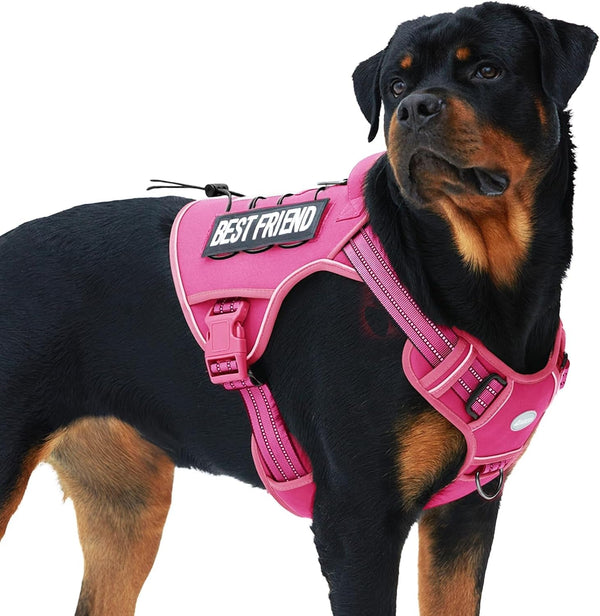 Auroth Tactical Dog Harness for Large Dogs No Pull Adjustable Pet Harness Reflective K9 Working Training Easy Control Pet Vest Military Service Dog Harnesses Army Yellow L54