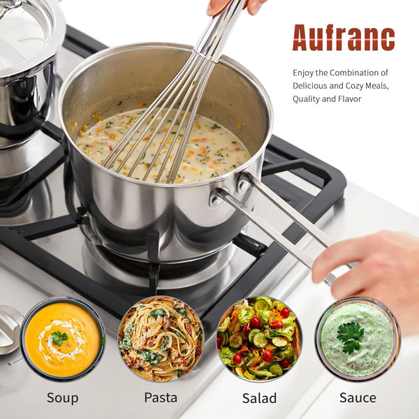 Stainless Steel Pots and Pans Set, 6 PCS Nonstick Induction Cookware Set | Works with Induction/Electric and Gas Cooktops, Dishwasher Safe7
