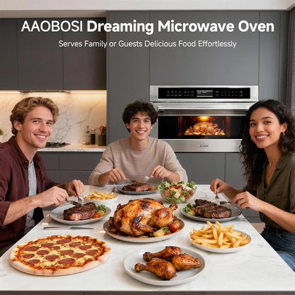 30 Inch Built-In Microwave Oven Air Fryer Combo Convection Oven | 1.6 Cu. Ft. under Cabinet Microwave, Stainless Steel Finish, Touch Control LCD Display, Sensor Cook 10 Modes Cooking9