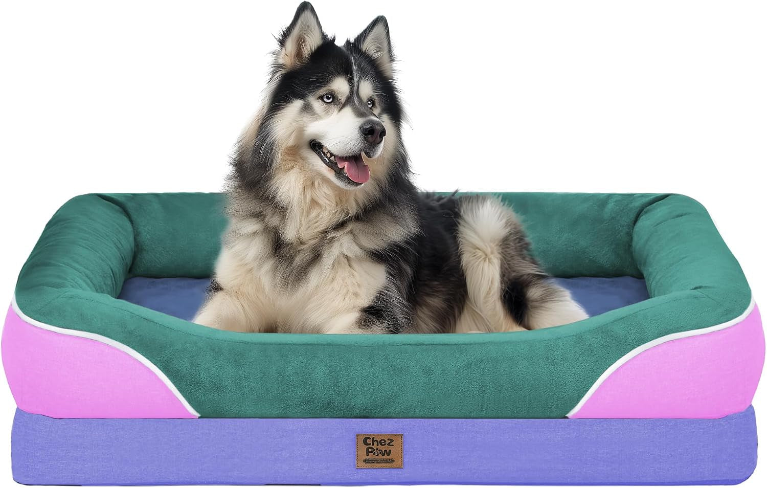 chez-paw-waterproof-orthopedic-xl-dog-bed-for-large-and-extra-large-dogs-egg-crate-foam-4-sided-bolster-support-waterproof-liner-non-slip-bottom-machine-washable-cover-42-x-30-inch