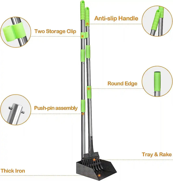 TOOGE Pooper Scooper, Dog Pooper Scooper Long Handle Stainless Metal Tray and Rake for Medium Small Dogs Heavy Duty Pet Supplies to Use for Grass, Dirt or Gravel3