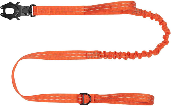 ICEFANG Tactical Dog Leash with Quick-Release Metal Clasp,Bungee-Dog Lead | with 2 Control Handles,Hands Free D-Ring ,Reflective ,4Ft Length for Medium Large Dogs, Brown12