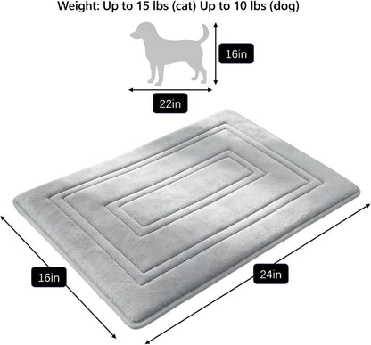 Cat Bed Mat, Memory Foam, Waterproof Non-Slip Base, 24 X 16 in | Soft Coral Fleece, Slow-Rebound Memory Foam and Full Rubber Backing; Machine Washable for Crates, Pet Beds and Floors.2