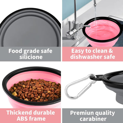 COOYOO Collapsible Dog Bowl,2 Pack Collapsible Dog Water Bowls for Cats Dogs,Portable Pet Feeding Watering Dish for Walking Parking Traveling with 2 Carabiners4