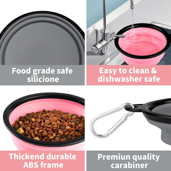 COOYOO Collapsible Dog Bowl,2 Pack Collapsible Dog Water Bowls for Cats Dogs,Portable Pet Feeding Watering Dish for Walking Parking Traveling with 2 Carabiners4