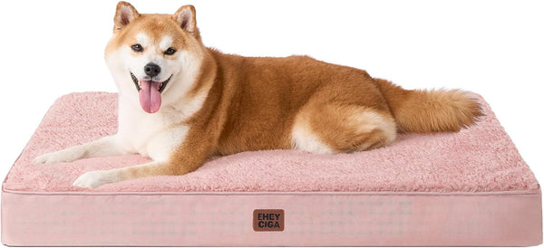 EHEYCIGA Orthopedic Dog Bed Large with Removable Washable Cover,Grey,41X27 | Egg Crate Foam Support,Durable Oxford Fabric,Non-Slip Bottom,Machine Washable,Soft Waterproof Plush Pet Bed Mat for Crate65