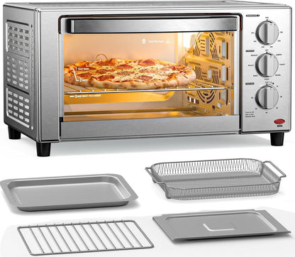 Air Fryer Toaster Oven, 1500W, 7-In-1 with Air Fry, Convection, Broil & Warm, 0.78 Cubic Feet, 60-Minute Timer, Stainless Steel1