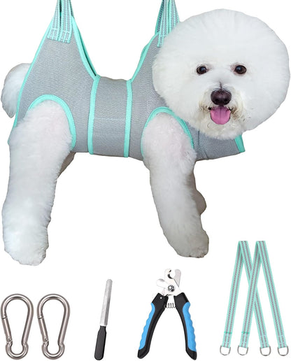 Kkiimatt Dog Grooming Hammock Harness, Small Dog Groming Sling, Gray Dog Hanging Harness for Nail Trimming,Dog Nail Clipping Hanger Restraint Holder1