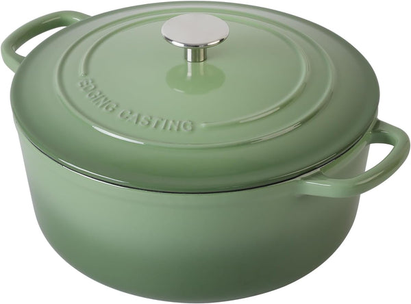 Enameled Cast Iron Dutch Oven Pot with Lid, 5.5 Quart, for Bread Baking, Cooking, Pistachio Green6
