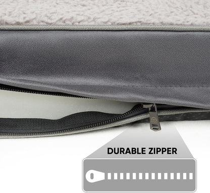 Sunheir Washable Extra Large Dog Bed Covers Soft Plush Replacement, Waterproof Dog Bed Liner, Pet Bed Cover with Zipper 44X32X3 Inches, Grey, Cover Only3