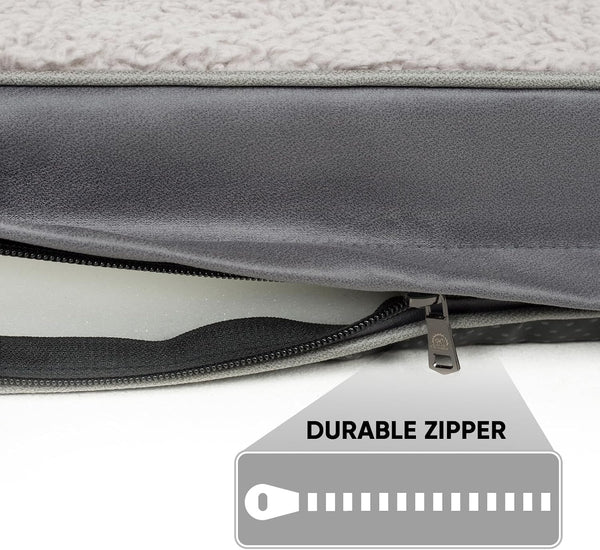 Sunheir Washable Extra Large Dog Bed Covers Soft Plush Replacement, Waterproof Dog Bed Liner, Pet Bed Cover with Zipper 44X32X3 Inches, Grey, Cover Only3
