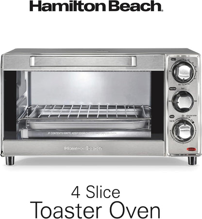 Countertop Toaster Oven & Pizza Maker Large 4-Slice Capacity, Stainless Steel (31401) | Bake, Broil, Toast | 30 Minute Timer | Automatic Shut off | 150 to 450ºf Adjustable Temp | Stainless Steel | 31401J8