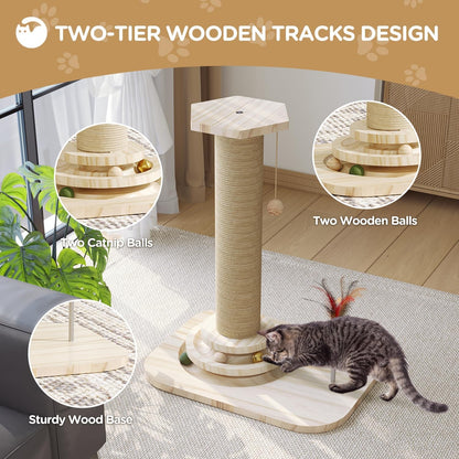 Cat Scratching Post, Small Scratching Post with Vertical Scratcher and Tracking Interactive Ball for Kittens4