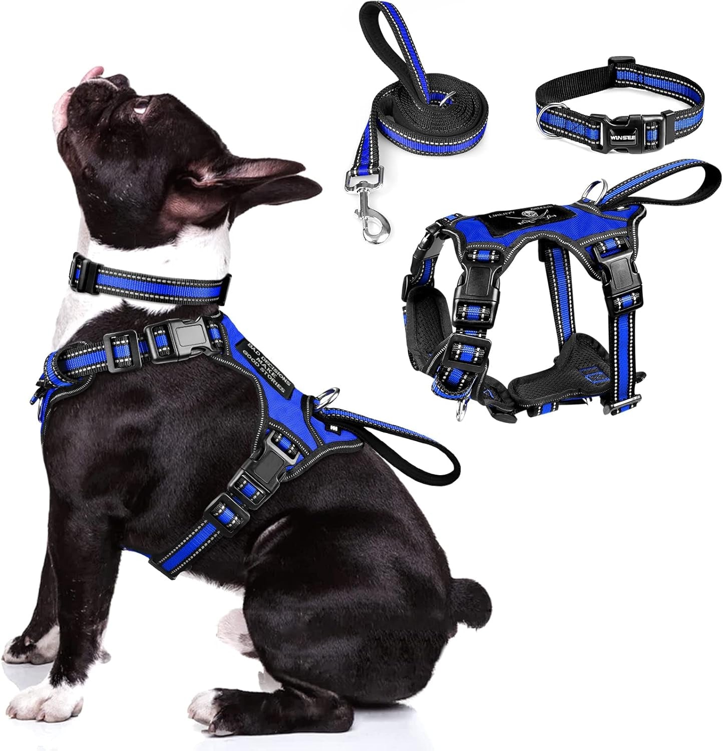 winsee-pet-harness-collar-and-leash-set-all-in-one-reflective-dog-harness-no-pull-with-adjustable-buckles-for-puppies-small-medium-large-and-extra-large-dogs-large-pink