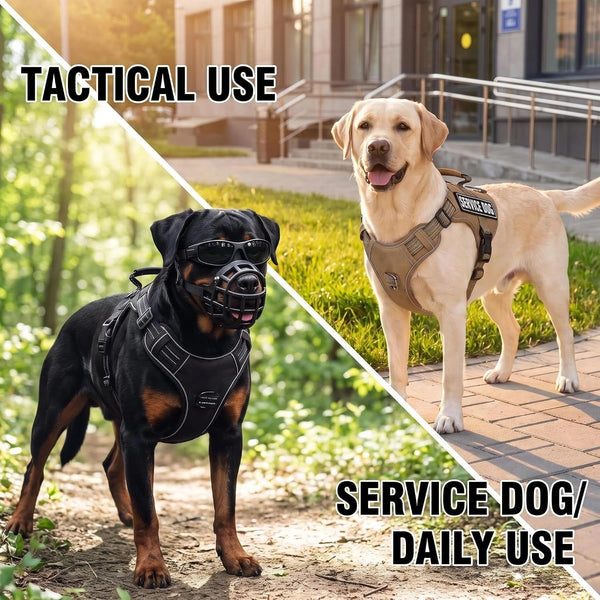 Service Dog Tactical Vest Harness and Leash Set Large Sized Dog Emotional Support- Tactical Dog Harness Training Collar with Name (Black, L)2
