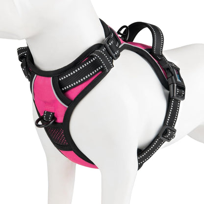 PHOEPET No Pull Dog Harness Medium Reflective Front Clip Vest with Handle, Adjustable 2 Metal Rings 2 Buckles(M, Grey)15