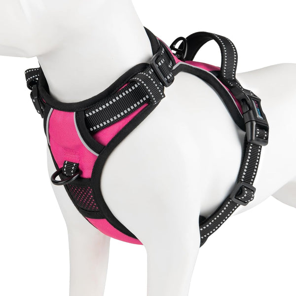 PHOEPET No Pull Dog Harness Medium Reflective Front Clip Vest with Handle, Adjustable 2 Metal Rings 2 Buckles(M, Grey)15