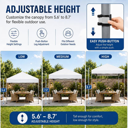 Yaheetech 10X10 Pop up Canopy Tent 1-Button One Person Quick Setup, White | Portable Easy Set-Up Commercial Gazebo Equipped with Wheeled Bag & 4 Sandbags, Fit for Home Party and Outdoor Events5
