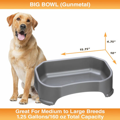 Neater Pet Brands Extra Large Water Bowl for Dogs, Outdoor Dog Water Bowl (1.25 Gallon XL Capacity), Big Trough Style Food Dish for Indoors or Outside, No Spill Large Dog Bowls, Gunmetal Grey6