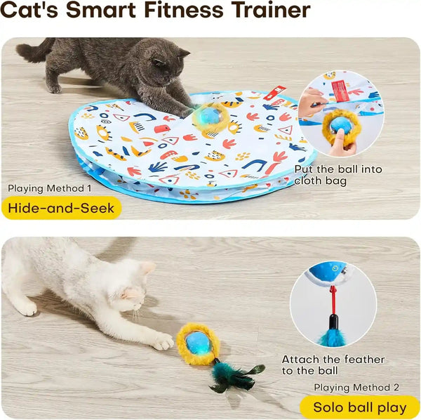 Potaroma Interactive Cat Toys, Fast Moving Ball in Play Mat, Automatic Motion Activated Ball Hide and Seek for Indoor Exercise Kicker, Animal Squeaky, 28 Inch Mat | Automatic Motion Activated Ball Hide and Seek for Indoor Exercise Kicker, Animal Squeaky, 28 Inch Mat2