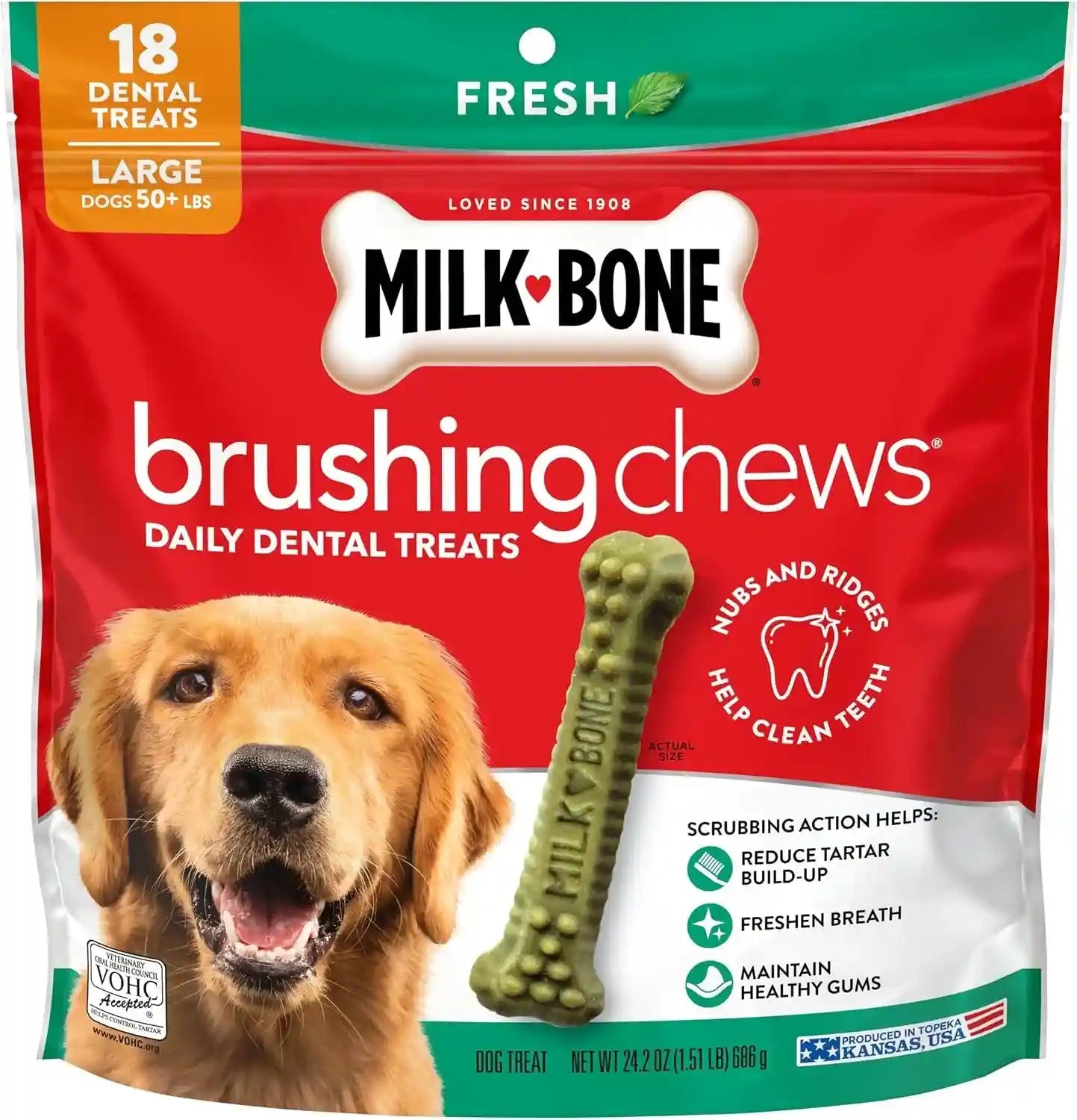 milk-bone-brushing-chews-small-medium-fresh-flavor-25-dental-treats-19-6-oz-bag-daily-dental-dog-treats-for-dogs-25-49-lbs-fresh-mint-flavor
