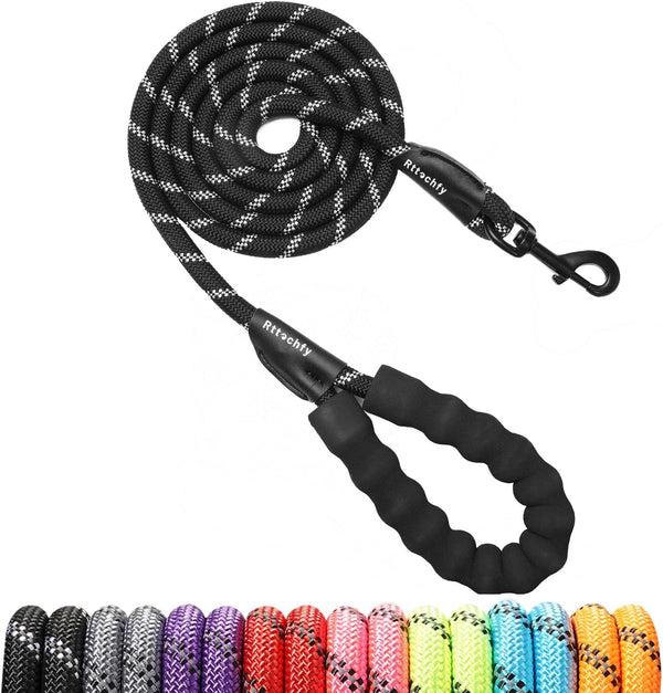 Rttochfy Rope Dog Leash 2/4/5/6/8/10 FT with Comfortable Padded Handle and Highly Reflective Threads for Small Medium and Large Dogs Heavy Duty (1/2"-5 FT, Blue)11