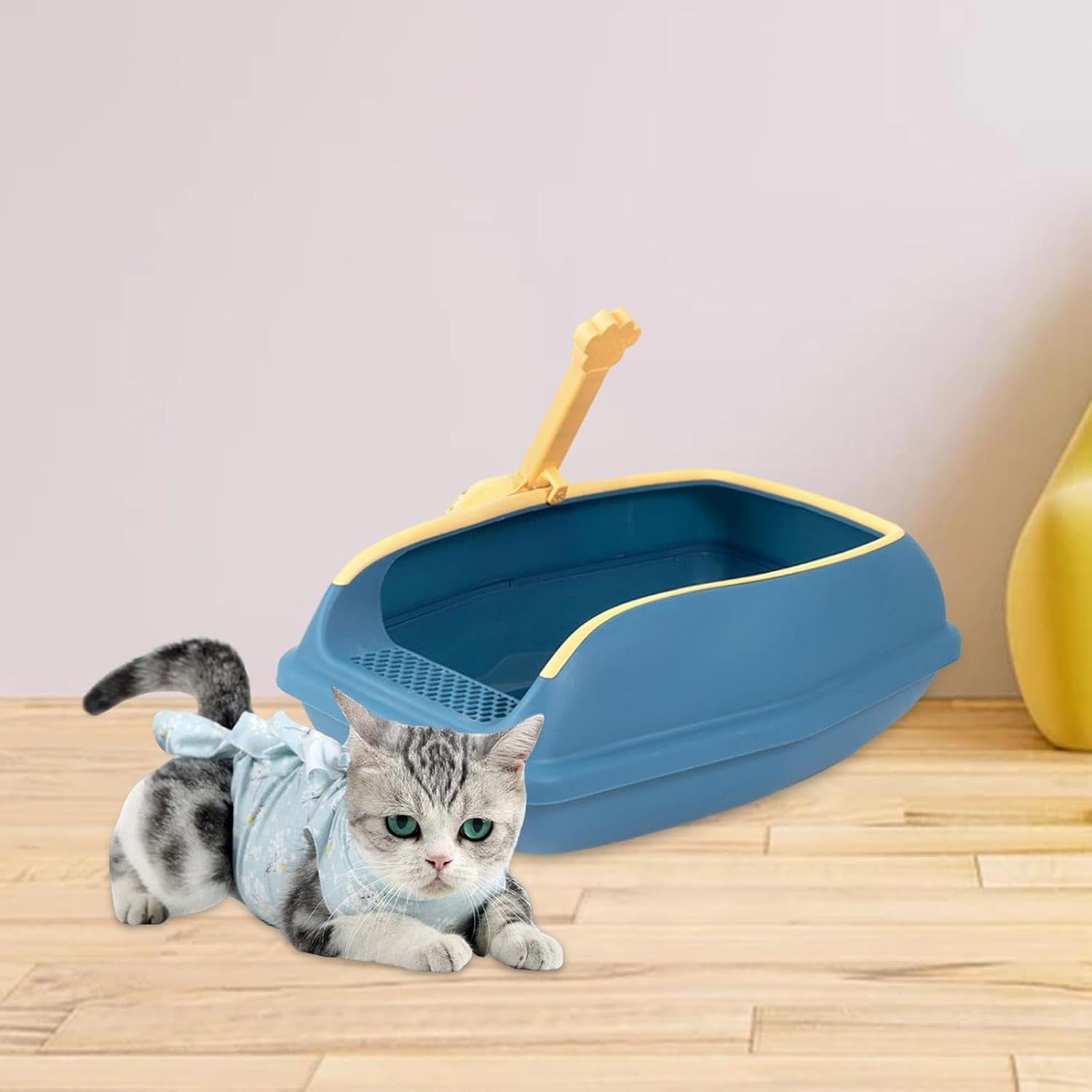 cat-litter-box-open-top-high-sided-anti-splashing-litter-tray-with-scoop-for-indoor-cats-kittens-2-sizes-s-blue