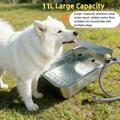 Automatic Dog Water Dispenser 3-Gallon Stainless Steel Outdoor Drinking Bowl for Large Dogs,Self-Filling Water Bowl with a Filter Design to Filter Large Debris(11L-B)2