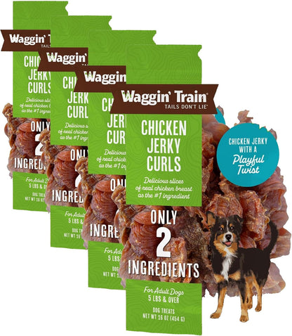 Waggin' Train Chicken Jerky Curls Dog Treats, Made with 100% Real Chicken Breasts, Only Two All-Natural Ingredients, Great High Protein Dog Treat, Easily Digestible for Big or Small Dogs, 16 Oz. Pouch10