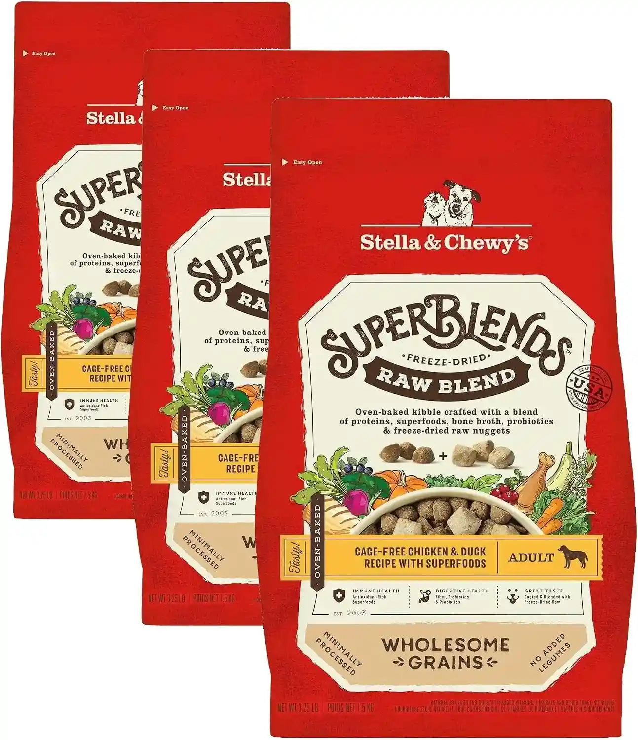 stella-chewys-superblends-raw-blend-wholesome-grains-grass-fed-beef-beef-liver-lamb-recipe-with-superfoods-3-25-lb-bag