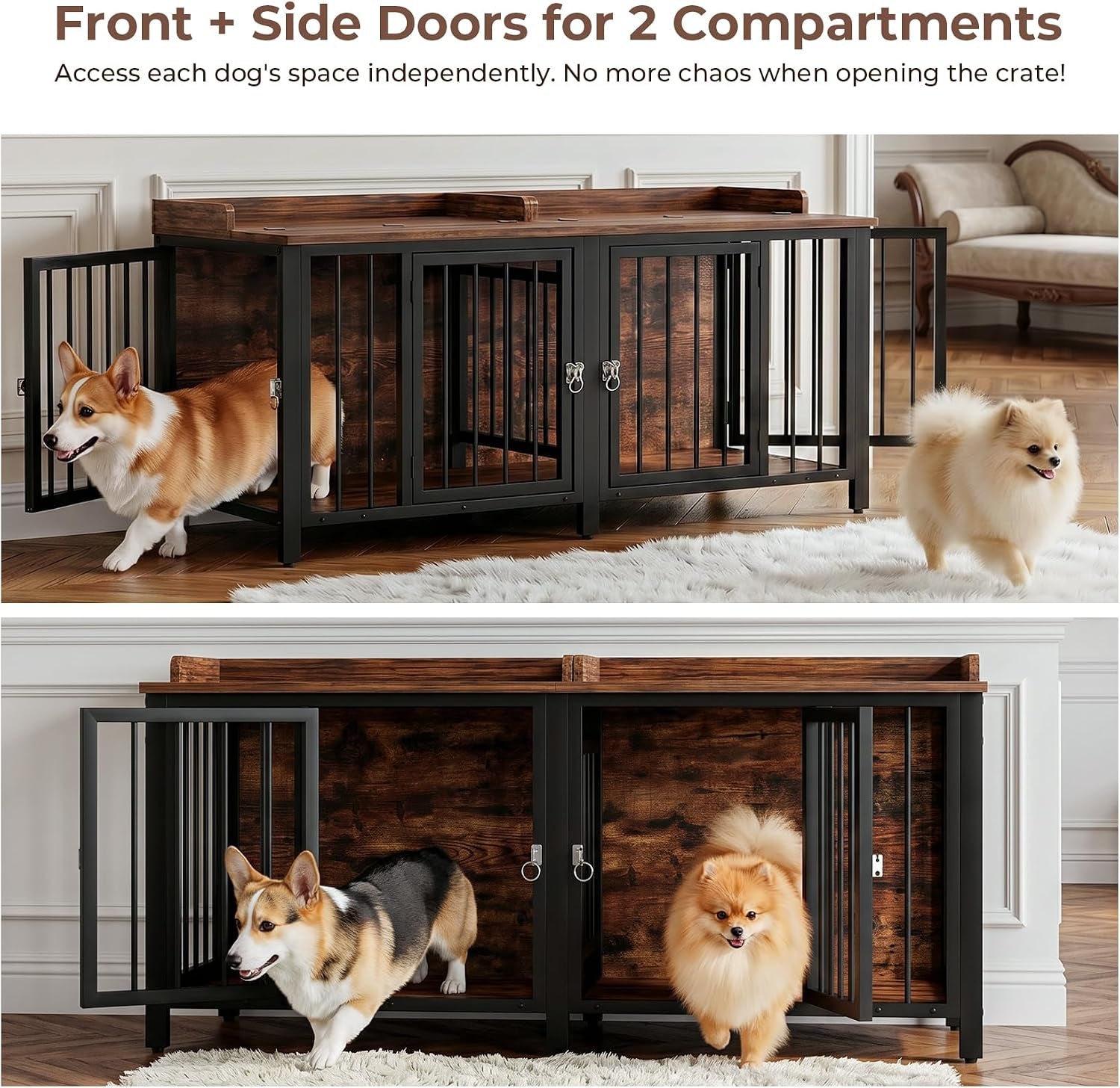 boinn-63-heavy-duty-dog-crate-furniture-with-4-doors-removable-divider-openable-top-indoor-dog-kennel-with-raised-edge-tabletop-double-dog-cage-for-medium-large-dogs-decorative-pet-crate