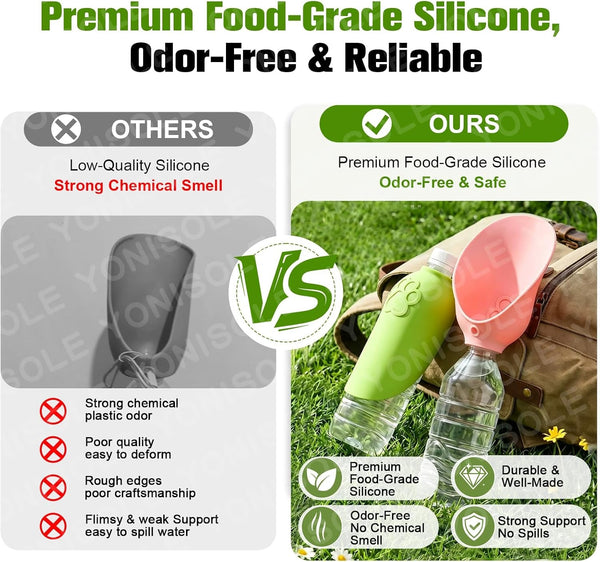 2Pcs Portable Dog Water Bottle Attachment, Slip-On Pet Water Bowl for Walks | Silicone Dog Drink Dispenser, Fits Openings 26Mm+ Water Bottles, Ideal for Daily Hiking & Travel, Quick Rinse & Easy Setup4