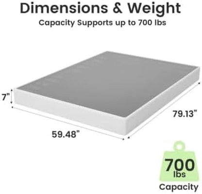 7 Inch Box Spring for Queen Bed, Quick Assembly Queen Size Metal Mattress Foundation with Fabric Cover, Strong Steel Frame, Heavy Duty, Low Profile Bed Frame Base Cama, Queen Upgraded Version3