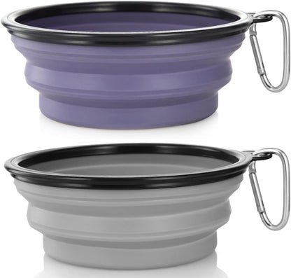 Large Dog Bowl Pet Collapsible Bowls, 2 Pack Collapsible Dog Water Bowls for Cats Dogs, Portable Pet Feeding Watering Dish for Walking Parking Traveling with 2 Carabiners (Large, Black+Black)31