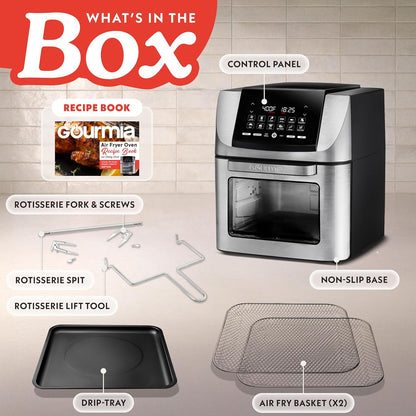 Air Fryer - 14 Qt All-In-One Rotisserie Oven with Digital Display, 12 Presets, Roast, Bake, Broil, Dehydrate, Dishwasher Safe Accessories, Stainless Steel9