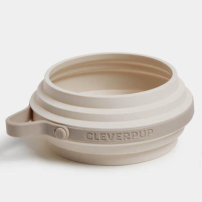 Cleverpup Nomad Large Collapsible Travel Dog Bowl - 4 Cup Bpa-Free Silicone for Medium & Large Dogs, Portable, Food & Water, Dishwasher Safe - Sand7