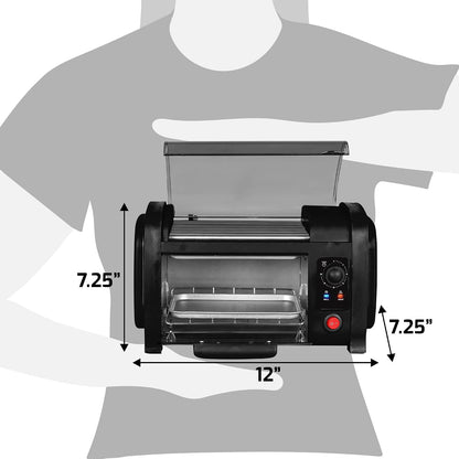 EHD-051BX Hot Dog Toaster Oven, Steel Rollers, 4-Bun, Black | 30-Min Timer, Bake Function & Removable Crumb Tray - Fun World Series Baseball Design5