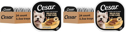 Cesar Classic Loaf in Sauce Wet Dog Food, Filet Mignon, 3.5 Oz, 24 Count | Made in USA, Real Beef #1 Ingredient, No Fillers/Added Sugar/Artificial Flavors, Use as Meal or Topper, Easy Peel Trays23