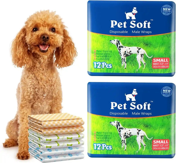 Pet Soft Disposable Male Wrap Dog Diaper,12Pcs,Xs18
