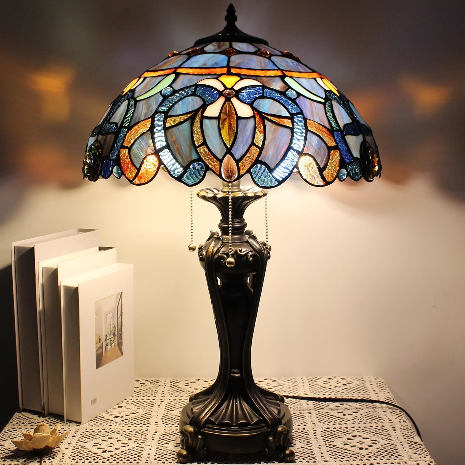 table-lamp-base-replacement-only-l-w-8-h-24-inch-fit-for-12-14-16-18-inch-tiffany-style-stained-glass-lampshade-dark-bronze-finish-resin-pull-chain-switch