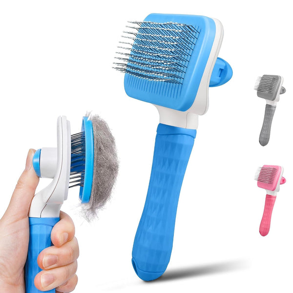 Dog & Cat Brush, Self Cleaning Slicker Brush for Pets Shedding | 1 Click Clean,Lightweight,Massaging Particles,Soft Non-Slip Handles,For All Furry Animls1