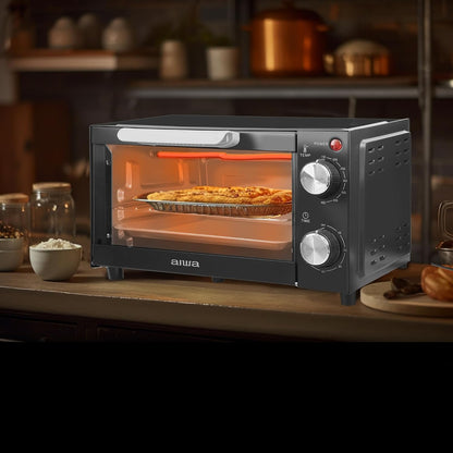 4-Slice Countertop Toaster Oven with Baking Tray, Bake Toast Cook and Broil, Temperature Control, 60 Minute Timer Knob, Automatic Shutoff, Baking Tray and Crumb Tray Included, Black5